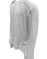 アンバランスネックラインスラッシュカットレイヤードTシャツ(グレー)