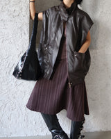 leather oversized fit vest jacket