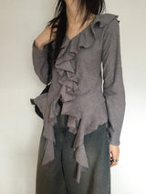 Winkle Frill Blouse T-Shirt (3colors)