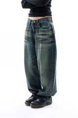 Faded relaxed embo denim pants 