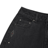 ストライプワイドフィットデニムパンツ [CHARCOAL]