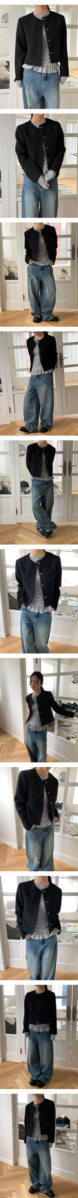Minimal two pocket tweed jacket(2color)