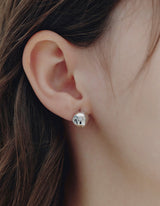 26SS★ Champagne Full Moon Silver (W) Point One-Touch Earrings XS