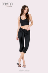 Medley Strap Shirring Capri Pants