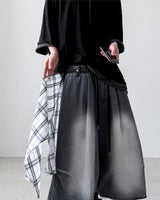 Check Skirt Bermuda Denim