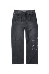 Aged Splatter Carpenter Denim Pants(Washed Black)