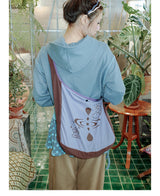 UnsocialNight original literary retro versatile casual illustration printed one-shoulder cross-body bag for women
