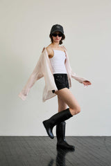 LUMINOUS OVERSIZED SHIRT / ROSE PINK