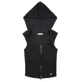LUNA HOODED CROP 2WAY ZIP UP SLEEVELESS BLACK