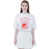 カートゥーンリボンフラワーグラフィックTシャツ