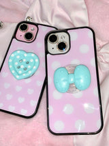 heart button phone grip - mint (stick-on)