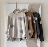 エルブークレフラワーレタリング刺繍ニット
