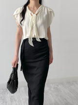 Tulip Tie Short Sleeve Blouse