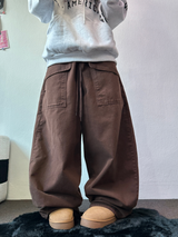 ピーチフリース🍑アメリカンビッグオーバーコットンバルーンパンツ 🤎💜🖤3COLOR