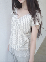レースストライプTシャツ