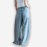 Back Cross High-Waist Denim Pants