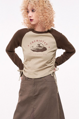 ラウンドネックTシャツウィズラグランスリーブ