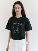 MAISON ROLA PUPPY FRIENDS T-SHIRT CHARCOAL