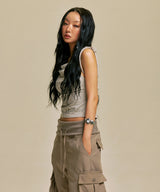SCRIPT LOGO SHIRRING SLEEVELESS_IV