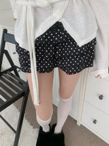 DOTINA Ruffle Dot Mini Pants Skirt (Black)