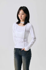 LISE SHIRRING TOP / WHITE