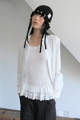 ROUND COLLAR LACE SHIRT OFF WHITE
