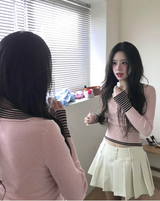 プレティカラーボタンUネックニット