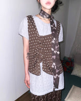(2color) フラワー レーシー ニット ロングショートスリーブ Tシャツ