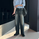 LMN Kade Brush Wide Denim Pants (blue green)