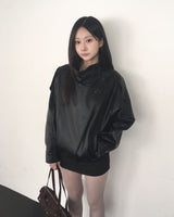 High neck leather jacket