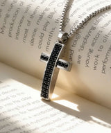 NN-101 Black Line Cross Necklace