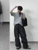 ワッフルヘンリーネックハーフTシャツ