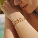 gold linked star 14k gold plating + 925 silver bracelet B063-05G