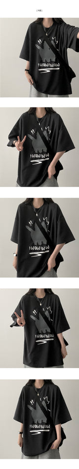 Wow キャットニット半袖Tシャツ