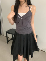 Moen V-Neck Halter-Neck Button Top
