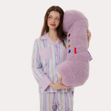 Purple Cotton contrast striped loungewear set