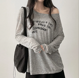 Alling lettering shoulder long sleeve tee