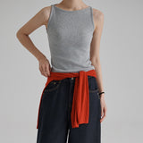 [Rosena] Ribbed Boat Neck Cropped Sleeveless - 5color