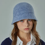 VA Curved Oval Metal Washed Knit Bucket Hat  / Soft Blue