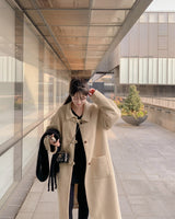 Wool buckle long coat
