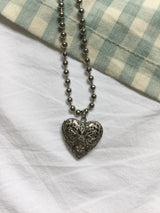 Vintage heart ball chain necklace (2c)