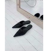 STILETTO SHIRRING MULE SLIPPER (2COLORS!)