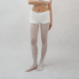 leopard pattern mesh tights (white)
