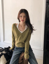 LP Cozy V-neck Wrap Knit (3color)