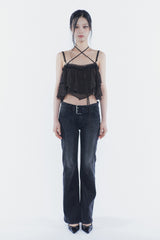 ベラベルトブーツカットデニム black