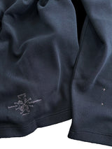 WOOL BLEND PIQUÉ TEXTURE CROSS TOTEM EMBROIDERY RAW-EDGE FOUR-COLOR BUTTON CARDIGAN