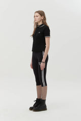 BUTTON POINT SLIM FIT COLLAR T-SHIRT - BLACK  