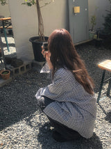 アスン リンクル ルーズ チェック シャツ