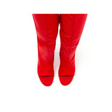 Stretch Slim Fit Open Toe Boots Heel(Red)