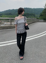 Koren ブーツカットロングヴィンテージウォッシュデニムパンツ